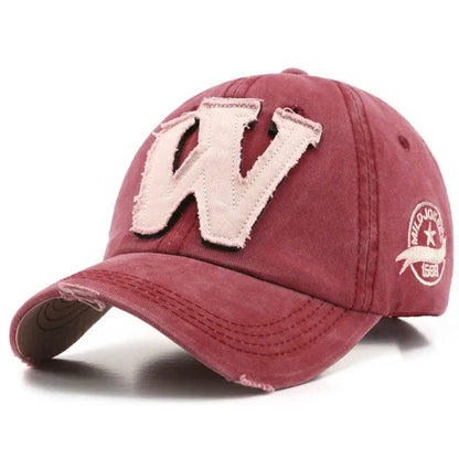 Women Men's Baseball Caps Letters W Embroidery Snapback Hip Hop Hat Adjustable Cotton Gorras Unisex Outdoor Casual Male Dad Hats