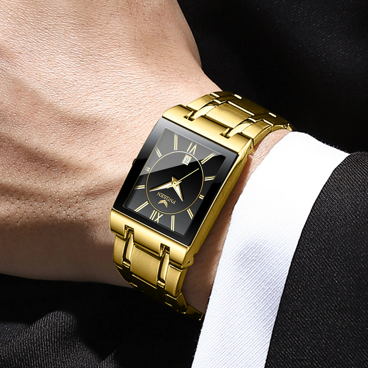 Reloj de pulsera de lujo BINBOND con mecanismo de cuarzo de alta precisión para hombre, luminiscente, resistente al agua, con fecha automática, fabricado en acero inoxidable duradero y de estilo informal.