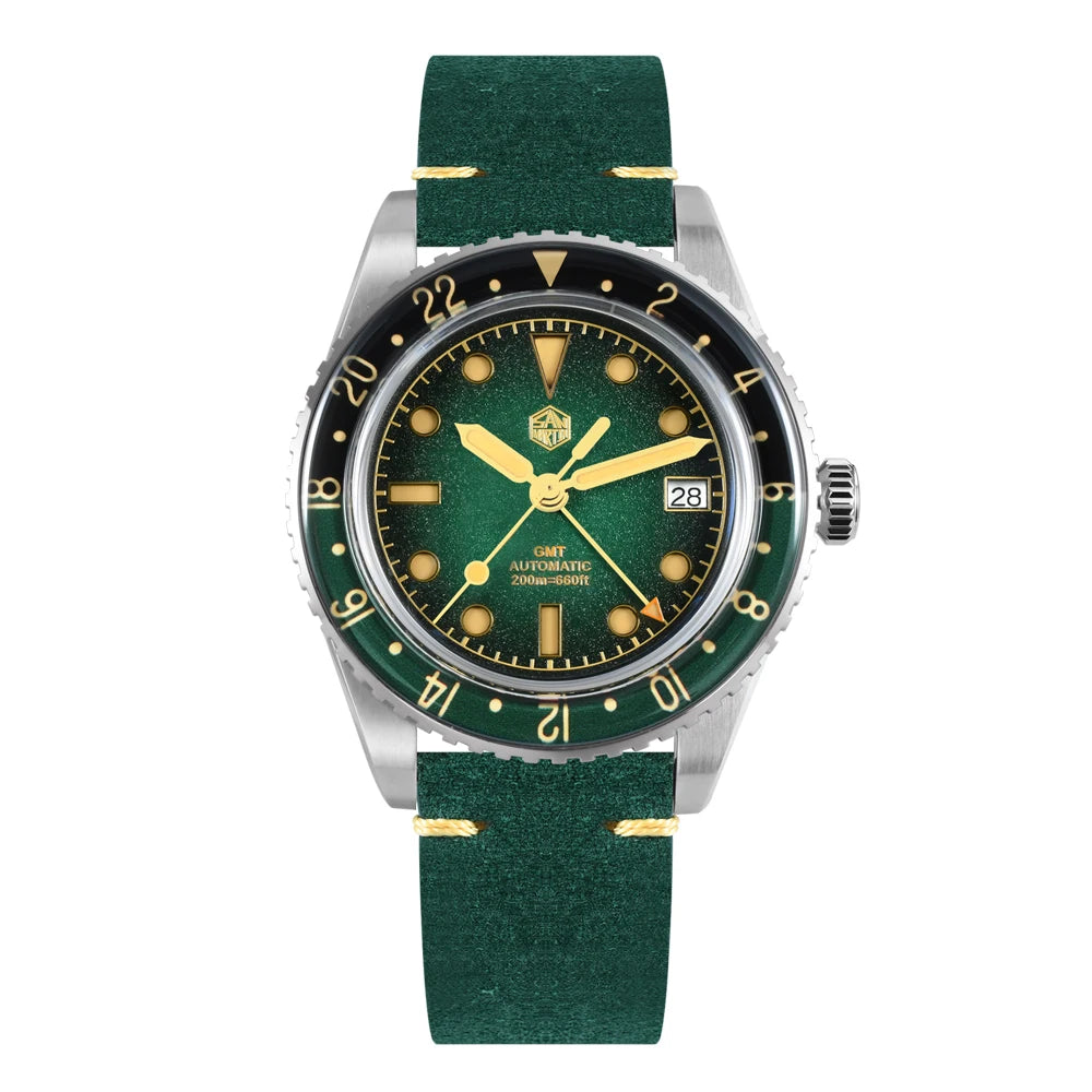 San Martin 2025 Men's Watches, Retro NH34 GMT Sandwich Dial, 40mm Bidirectional Sapphire Bezel, Luxury Sports Watch, 20Bar