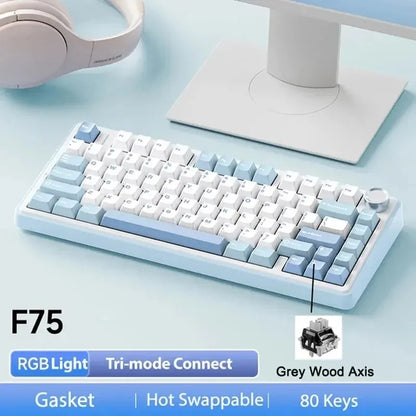 Teclado mecánico F75 FREEWOLF * AULA F75 Bluetooth trimodo, diseñado para gaming y uso de oficina