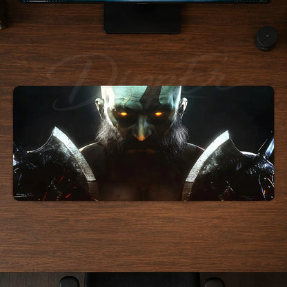 God of War Mouse Pad Gaming office Desk Mat Non-slip Large Mousepad DIY Keyboard Pad stitched edge rubber base