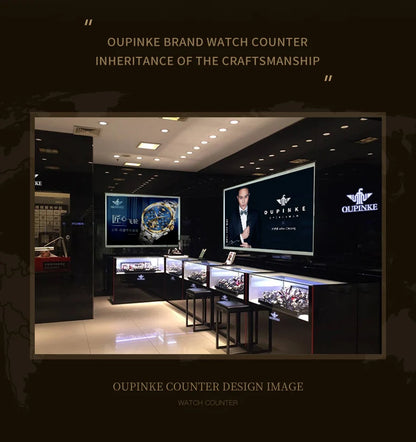 OUPINKE Orologio da uomo Top Brand di lusso in oro e acciaio al tungsteno, orologio da polso meccanico automatico originale con quadrante con motivo drago