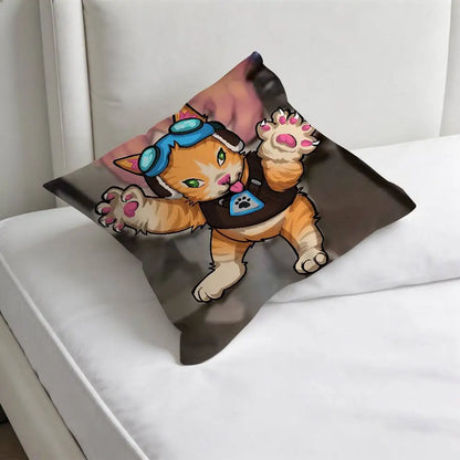 Capa de Almofada Quadrada Jetpack Cat O-Overwatch Gaming, Macia e Decorativa, para Sofá e Cama em Casa