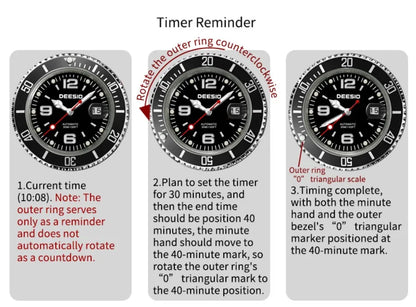 DEESIO Men's Automatic Mechanical Watch Stainless Steel Luminous Date Sports Casual Luxury Watch Gift for Men Sapphire Crystal
