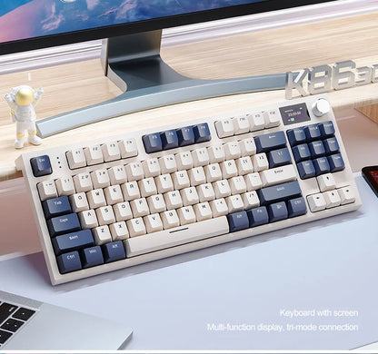 Tastiera meccanica ATTACK SHARK K86 con manopola in metallo, schermo smart TFT a colori, layout a 87 tasti, illuminazione RGB e connessione tri-mode