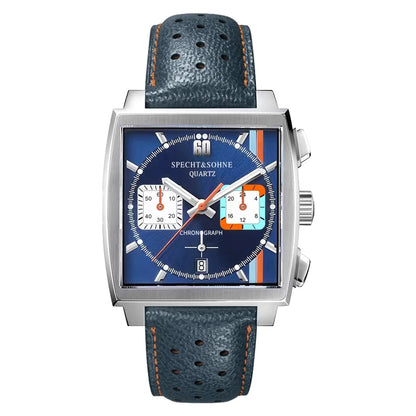 2024 Specht & Sohne New Classic Men's Quartz Watch Blue Color Stainless Steel Japan VK63 Movement Genuine Leather Montre Homme 39MM