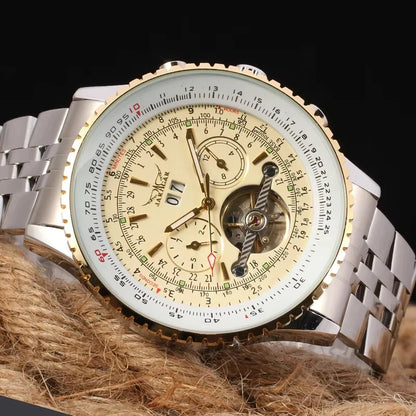 Jaragar 50MM Automatic Mechanical Watch for Men,Multifunctional,Date Month Week Display,3ATM Waterproof,Business Casual Style