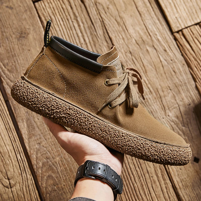 Pantofi casual din piele de căprioară pentru bărbați, de marcă de lux, din piele naturală, realizați manual, cu design antiderapant, pentru primăvară și toamnă