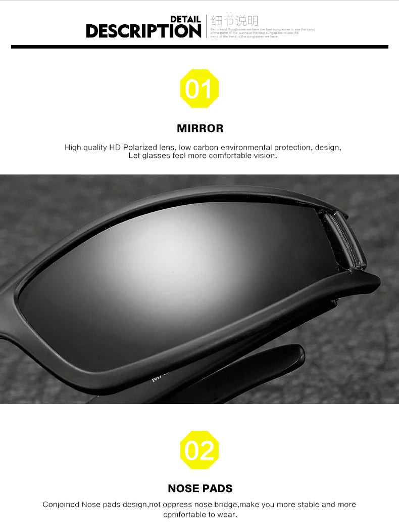 Fashion Polarization Sunglasses Night Vision Glasses Men Women Outdoor Sports Fishing Driving Sun Glasses UV400 Goggles