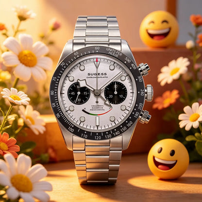 Sugess Chronograph Watch for Mens ST1907 Movement Mechanical Sapphire Crystal Wristwatches Waterproof Pilot Air Force Clock S475