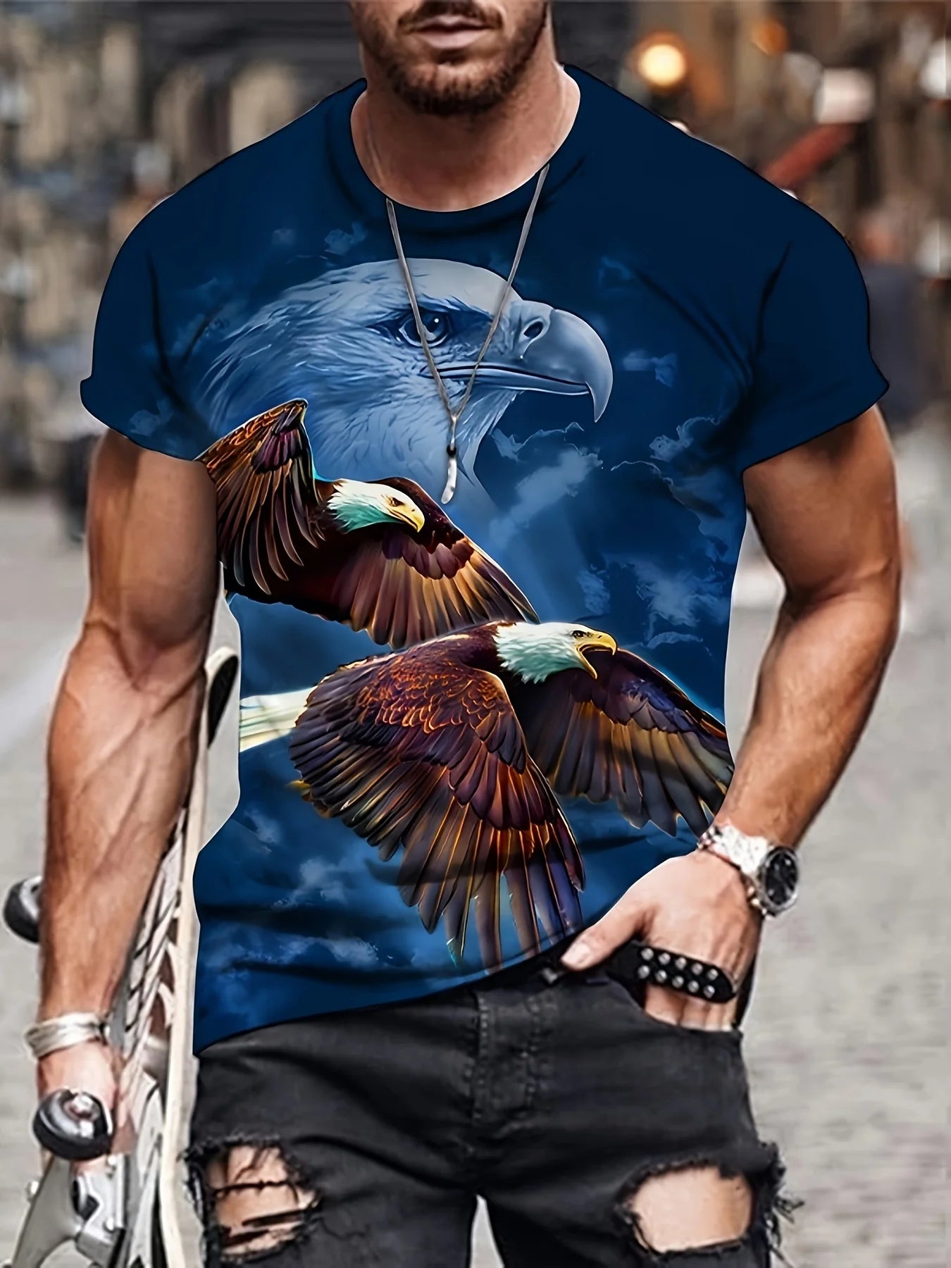 Fashion Eagle Graphic T-Shirts Luxury T-Shirt Summer Men's T-Shirts Casual Tops Short Sleeve T-Shirt 3D Printing Men’s Clothing