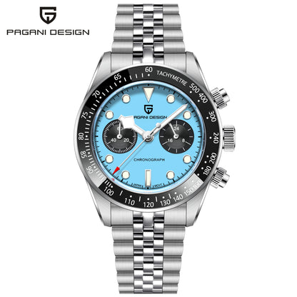 PAGANI DESIGN Men Watches 2026 New Pink BB Panda Dial Chronograph Fashion Luxury Quartz Watch For Men VK64 Movt Waterproof Watch