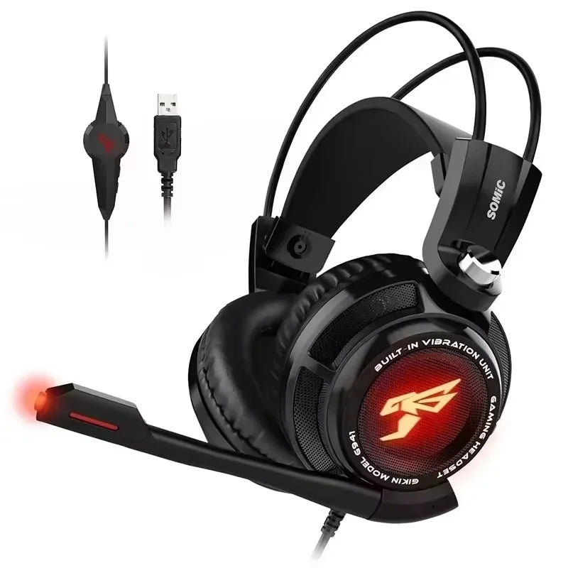 Somic G941 Wired Headphones Gamer Headphone Denoise Gaming Headphone Custom With Microphone Headsets 7.1 Stereo Sound Headset