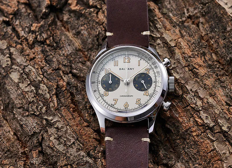 Baltany S5034 39mm Chronograph Watch Man Sapphire Crystal Panda Dial StainlessSteel Super Luminous Vintage Quartz Wristwatches