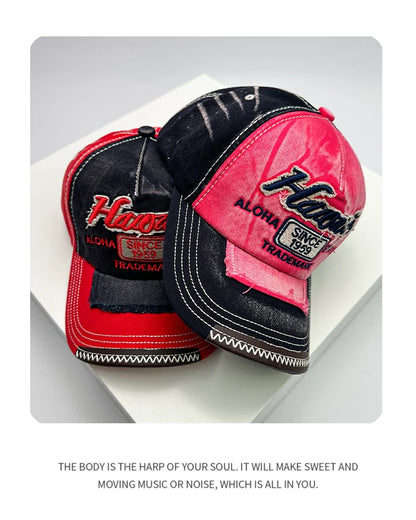 Gorras de béisbol vintage coreanas lavadas para hombre y mujer, de algodón, con cierre snapback, bordado de letras, versátiles, modernas e informales con efecto desgastado