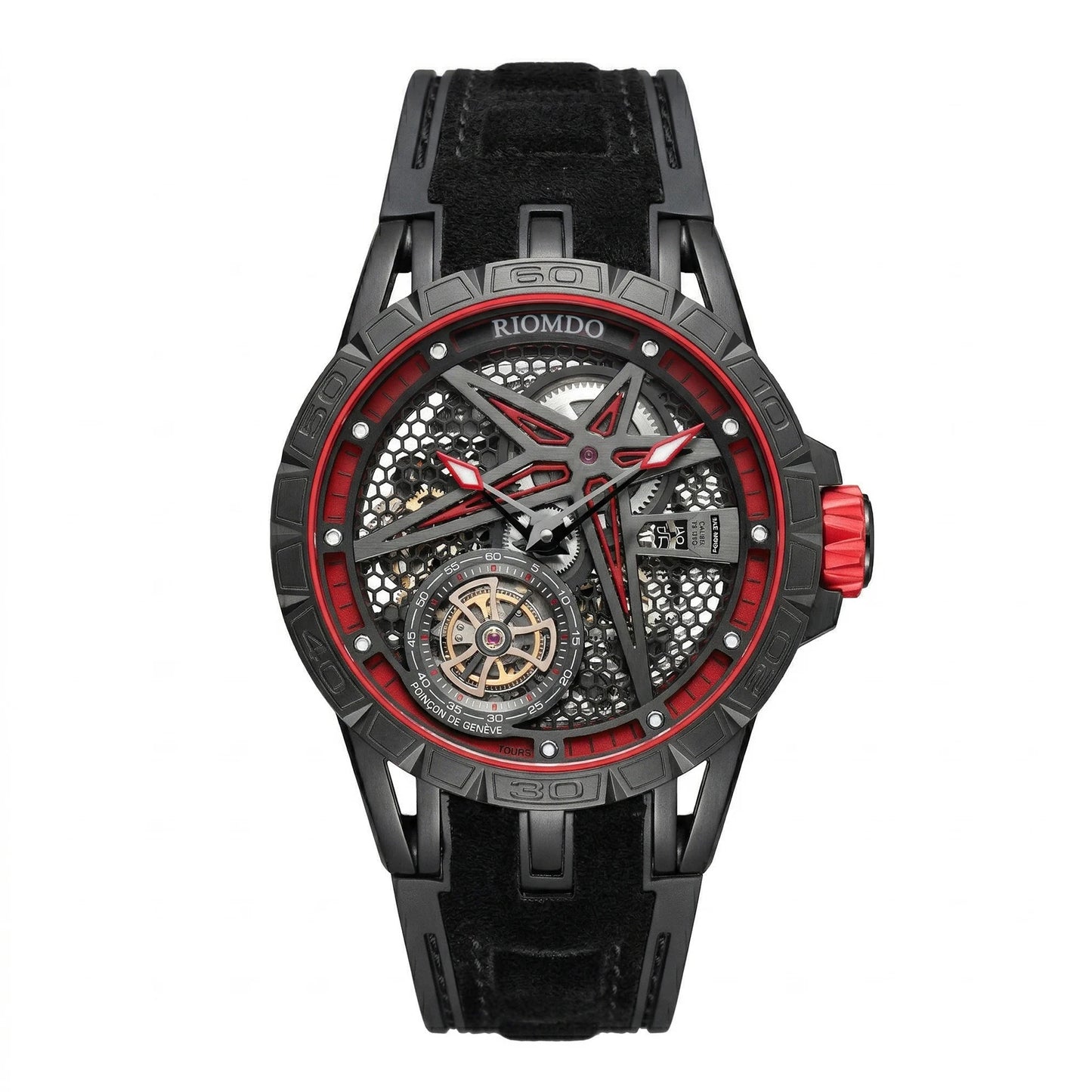 OBLVLO Mens Luxury Machinery Skeleton Dial Mechanical Automatic Watch Analog White Rubber Band Military Watch RD-901