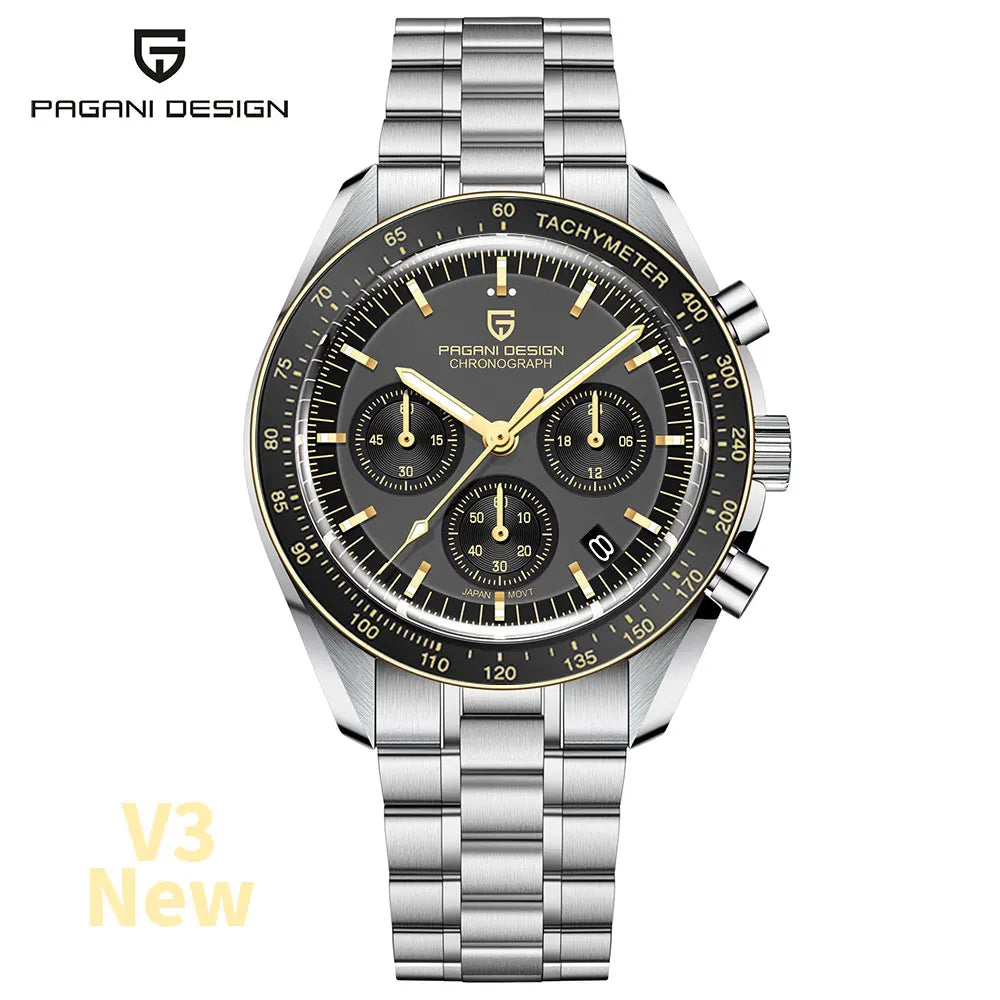 PAGANI DESIGN Saturn Men's Watches 2026 New Top Luxury Quartz Watch Men Light Tan Chronograph AR Sapphire crystal Wristwatch Men