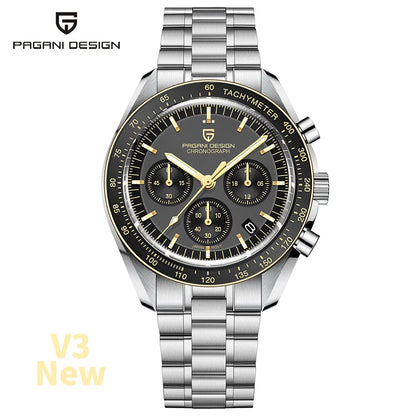 PAGANI DESIGN Saturn Men's Watches 2026 New Top Luxury Quartz Watch Men Light Tan Chronograph AR Sapphire crystal Wristwatch Men