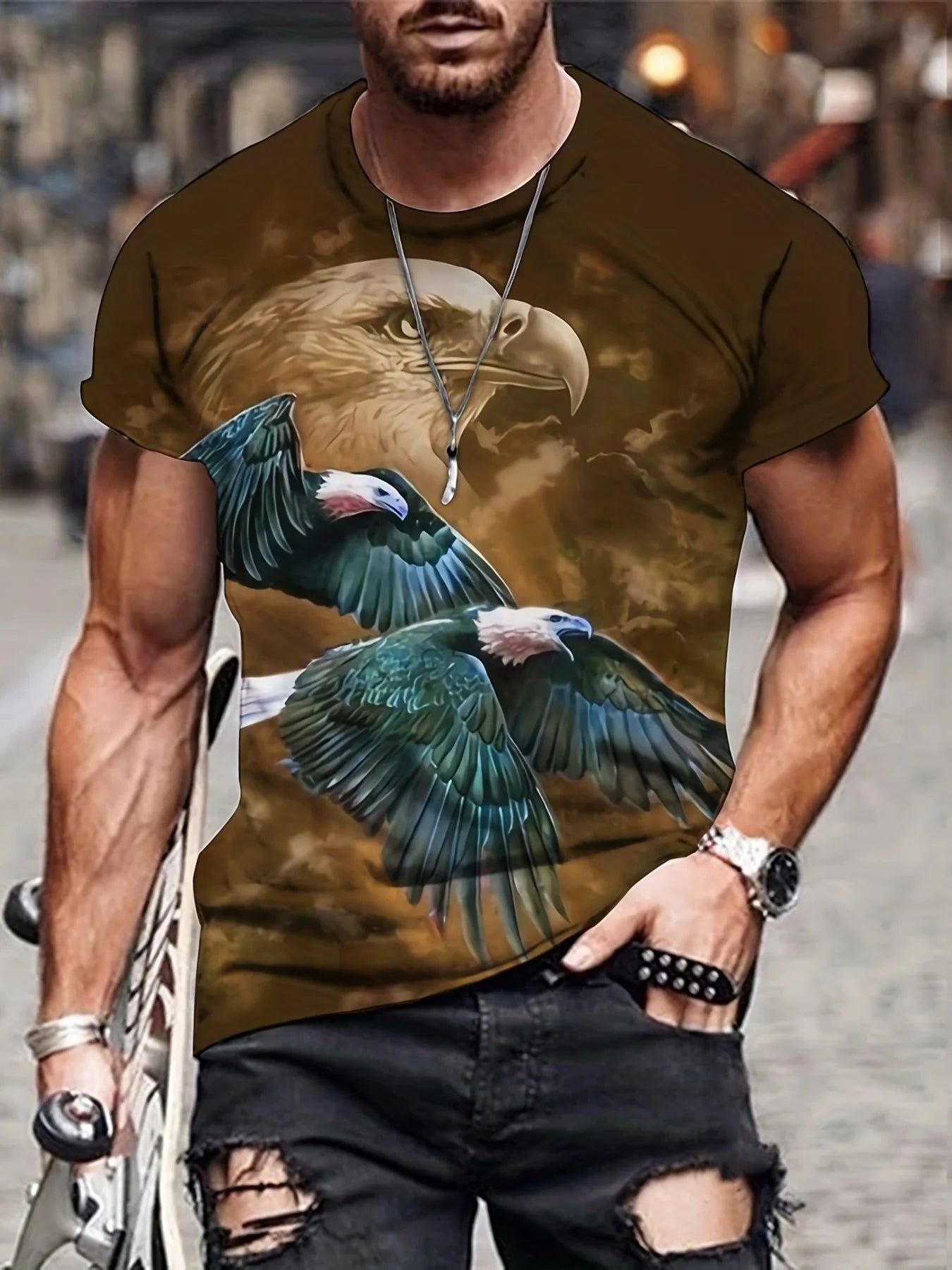 Fashion Eagle Graphic T-Shirts Luxury T-Shirt Summer Men's T-Shirts Casual Tops Short Sleeve T-Shirt 3D Printing Men’s Clothing