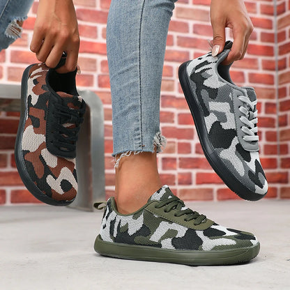 Camouflage Women's Shoes Wide Toe Breathable Mesh Comfortable Flat Bottom Barefoot Shoes New Soft Sole Men's Sneakers