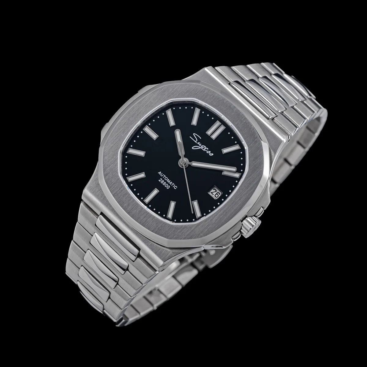 Sugess Man Watch Automatic Mechanical Wristwatches Miyota 9015 Movement MOP Dial Luminous Waterproof 5bar Bracelet Luxury S466