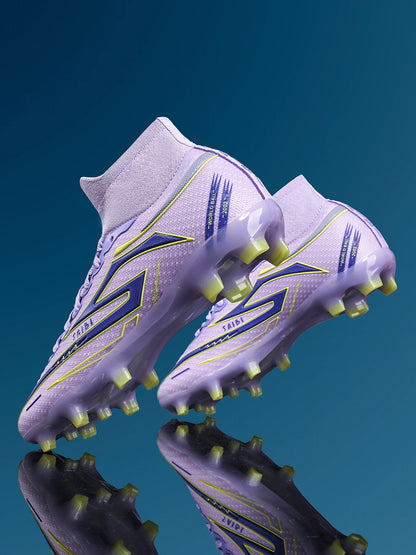 AG/FG Long Studs Soccer Shoes, PU Fabric Mixed Upper, TPU Sole Wear-Resistant Anti-Slip, Men Women Kids Youth Outdoor Sports