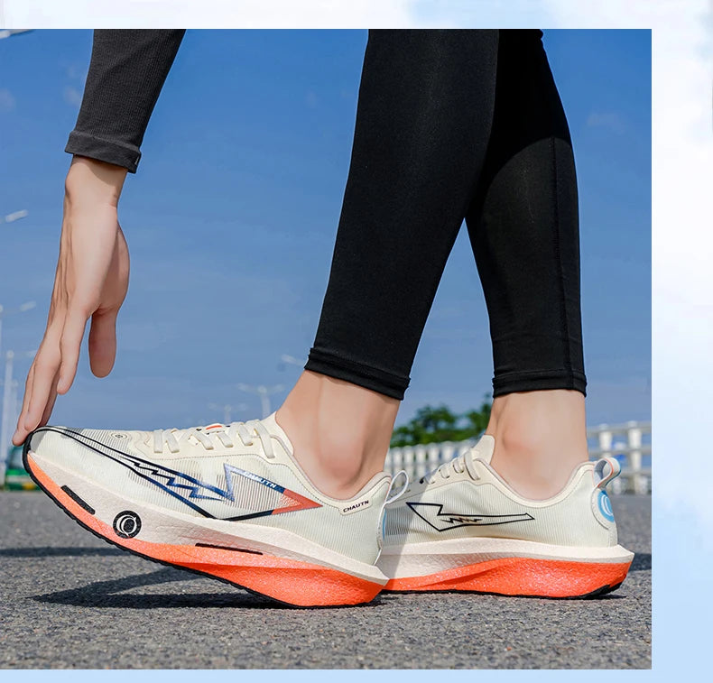 Men Running Shoes Specialty Carbon Plate Sports Marathon Breathable Lightweight Women Comfortable Nonskid Chunta Sneakers