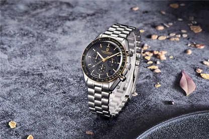 PAGANI DESIGN – Nouvelle montre à quartz de luxe pour homme, dotée d’un cadran à motif météorite, chronographe sportif, verre saphir avec traitement antireflet.