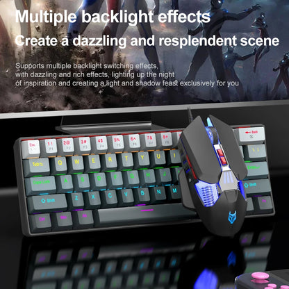 Teclado Mecânico Mini APAYADO K61, Com Fios, 61 Teclas, Phantom RGB, Switch Mecânico Vermelho/Azul Preto/Branco para Gaming, 60% Portátil