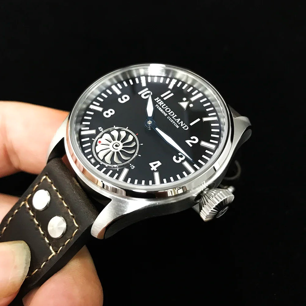 Hruodland 2025 Neue mechanische Herrenuhr Seagull ST3620 Retro-Pilot 43MM BGW-9 Leuchtend Saphirglas Turbine Reloj Hombre