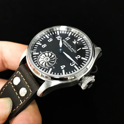 Hruodland 2025 Neue mechanische Herrenuhr Seagull ST3620 Retro-Pilot 43MM BGW-9 Leuchtend Saphirglas Turbine Reloj Hombre