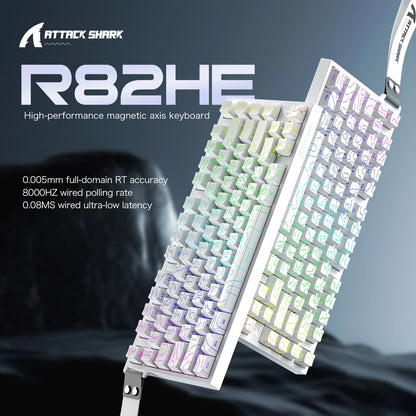 ATTACK SHARK R82HE Gaming Keyboard Magnetic 75% Wired 8000Hz Rapid Trigger ProGamer Keyboard, 0.005mm RT Accuracy, 0.08ms Latency