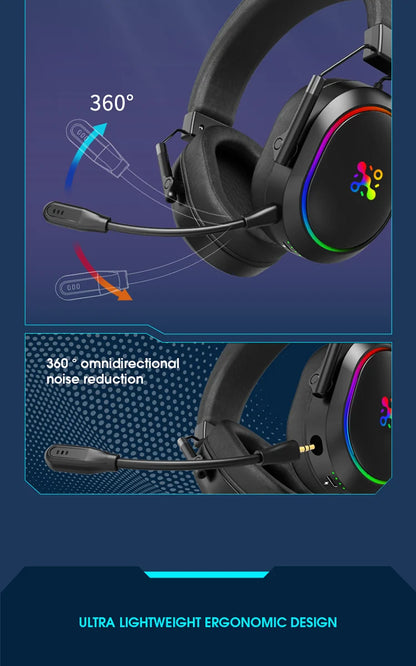 Auriculares gaming inalámbricos LDON para PS5 PS4, Bluetooth 2.4GHz, sonido envolvente 3D, micrófono con cancelación de ruido y baja latencia