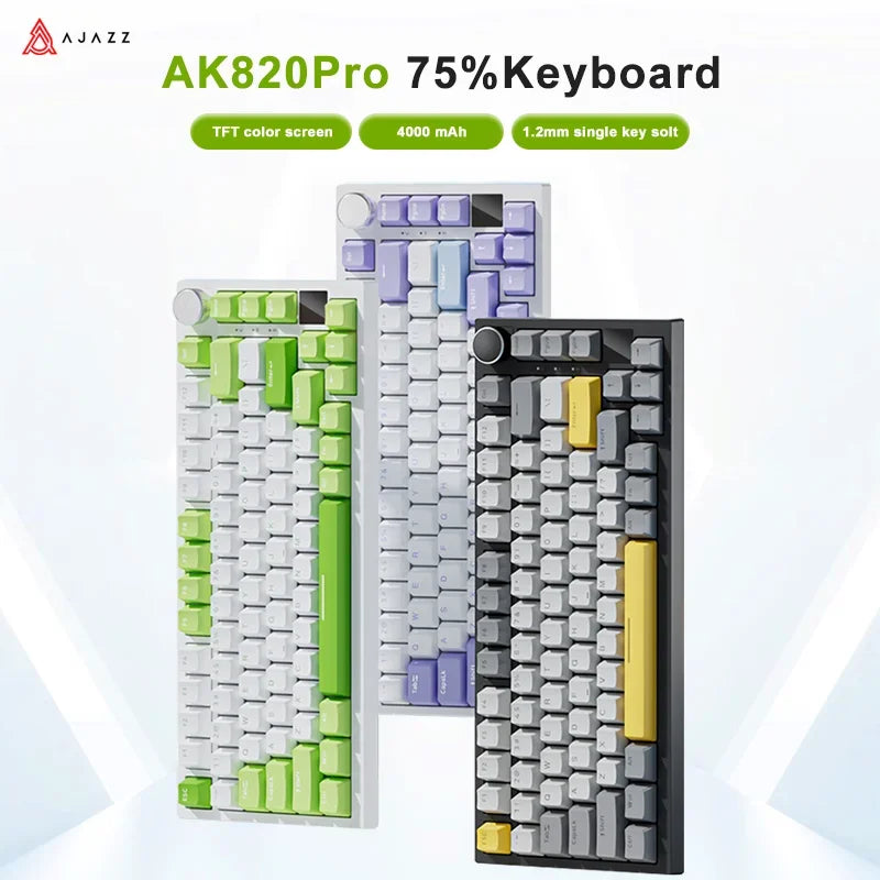 Ajazz AK820 / AK820PRO Gaming Mechanical Keyboard 82 Keys Wired Bluetooth 2.4GHz Wireless Gamer Keyboard Custom Gasket for Laptop