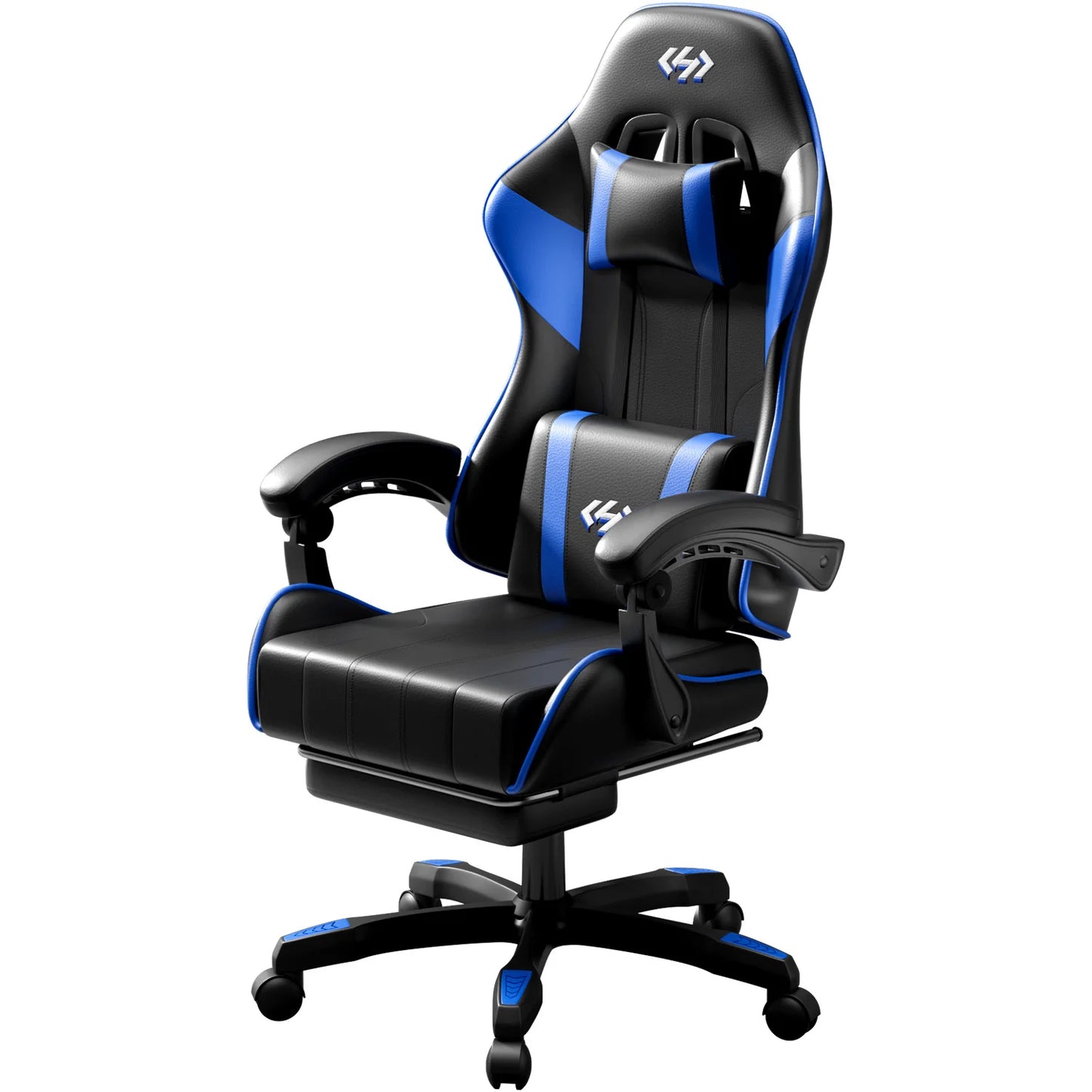 Cadeira gaming ergonómica, cadeira de escritório para computador com apoio para os pés e apoio de cabeça, cadeira de escritório para adulto com altura e encosto ajustáveis