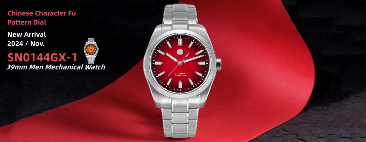 San Martin 39mm Miyota 90S5 Enamel Dial GADA Wristwatch Automatic Mechanical Sapphire BGW-X1 10Bar 5-Link Bracelet  SN0144CG-7