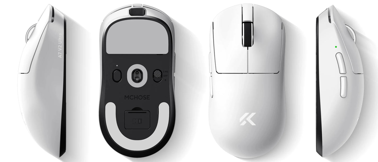 Ratón gaming inalámbrico ligero MCHOSE A7 V2 con doble tasa de sondeo de 8,000Hz, PAW3950 TI, para gaming, esports y oficina