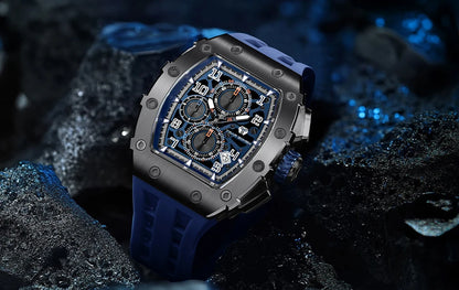 TSAR BOMBA Watch for Men Luxury Brand Tonneau Design Waterproof Clock Stainless Steel Wristwatch Fashion Rectangle Men's Watch