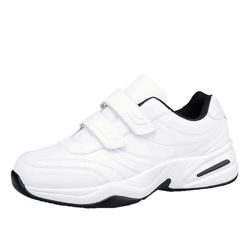 Men's Adjustable Hook and Loop Leather Sneakers Casual Sports Shoes White Sneakers Masculino Zapatillas Deportivas Tennis
