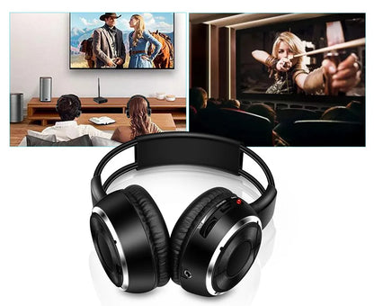 RF Silent Disco Foldable Wireless Headphones Bundle (3 Pcs with 1 Transmitter in 500m) -- House Party TV Dancing