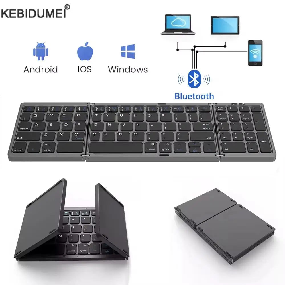 Teclado inalámbrico Bluetooth plegable recargable para iPad, móvil, tableta, portátil y oficina, mini teclado inalámbrico
