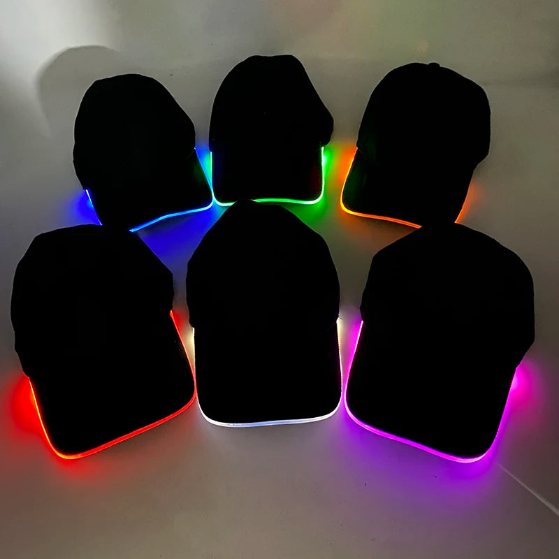 Gorra de béisbol luminosa LED de moda, gorra hip hop iluminada para bar y club, gorra fluorescente para hombre y mujer, accesorios para DJ, baile y disfraces