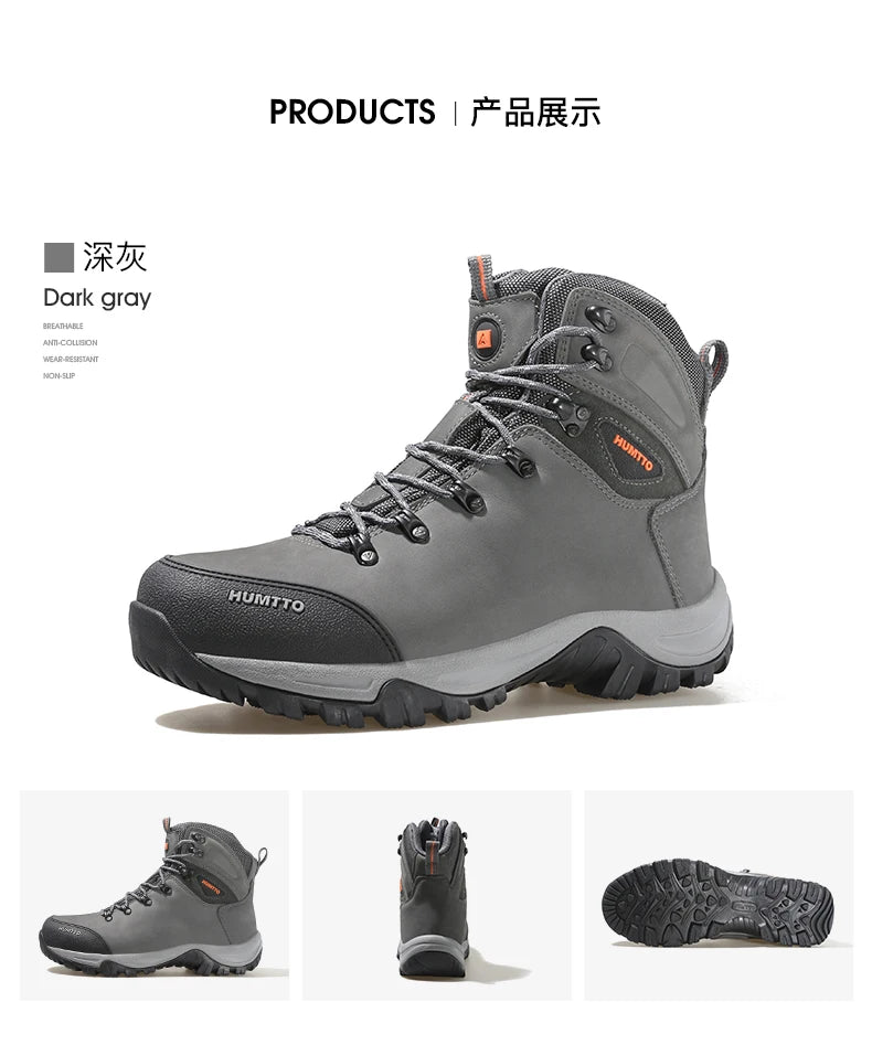 HUMTTO Hiking Shoes Men's Waterproof Hunting Boots Tactical Desert Combat Ankle Trekking Boots Male Women Warm Leather Sneakers