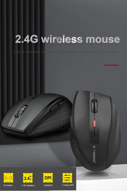 E-YOOSO E-1010 USB 2.4G Wireless Gaming Office Mouse 2400 DPI Optical Game Mice Ergonomic for Laptop PC Computer