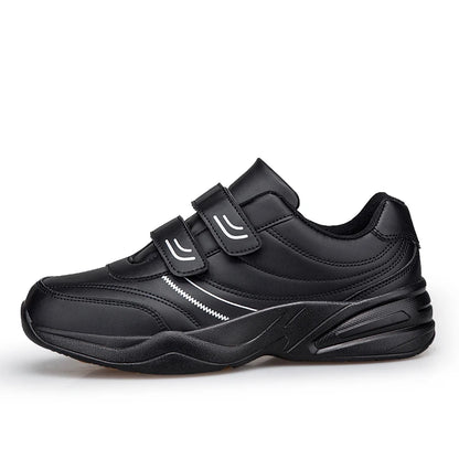 Men's Adjustable Hook and Loop Leather Sneakers Casual Sports Shoes White Sneakers Masculino Zapatillas Deportivas Tennis