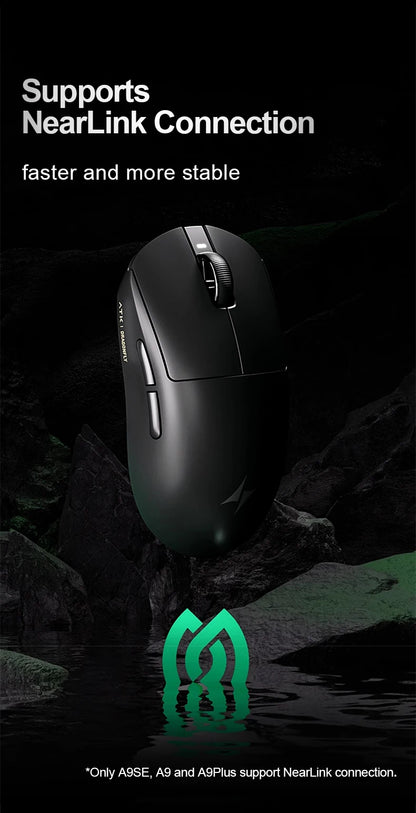 Ratón gaming inalámbrico ATK Dragonfly A9 Ultra PAW3950, ultraligero, trimodo, ergonómico, para esports y jugadores FPS, A9 SE Plus