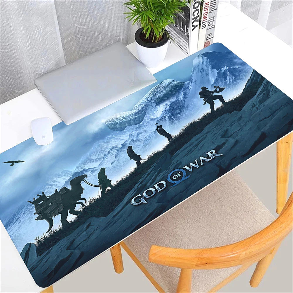 Large Game God of War Mousepad XL Desktop Natural  Rubber Desk Mat Kawaii Gaming Accessories Students Writing Pad Desk Mat 80x30