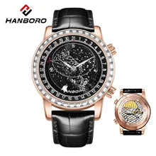 Mechanische Herrenuhr HANBORO – Automatikwerk, Wecker, Stundenschlag, wasserdicht bis 100 m, Saphirglas, Edelstahlgehäuse, elegantes und einzigartiges Design.