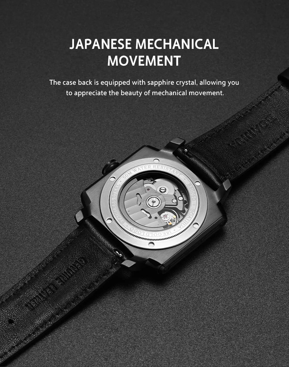 BORIAGE(BOAIJIUA) Men's Fully Automatic Mechanical Watch Original Design Cut out 50m Water Resistant Luminous Wristwatch