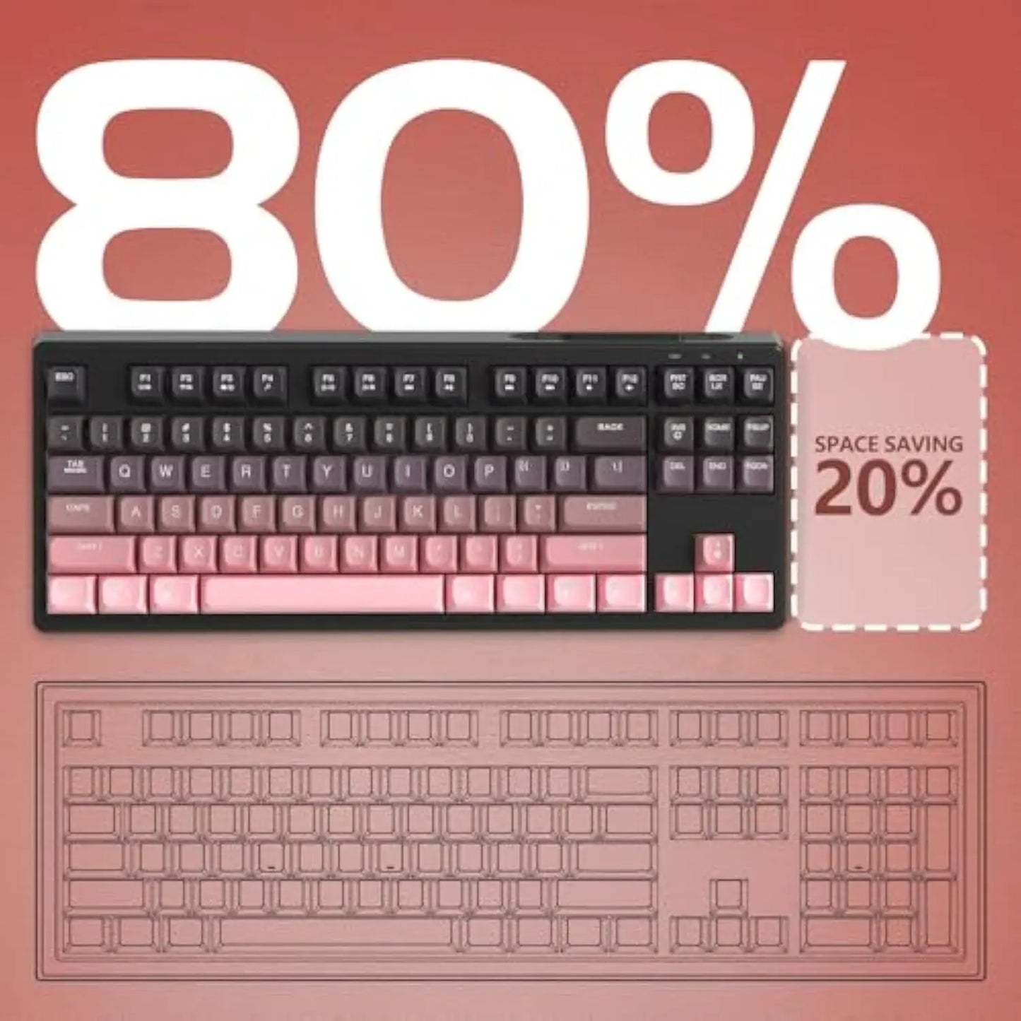 Teclado Gaming Sem Fios Free Wolf M87 75% - Switches Silenciosos, Retroiluminação Rainbow, BT/2.4G, Teclas PBT em Degradé, Design Compacto